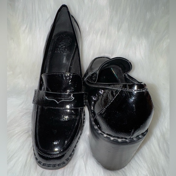 Vince Camuto Black Patent Leather Loafers Sleek Slip-Ons - Picture 5 of 9